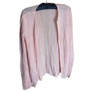 Lauren Ralph Lauren Womens XS Pink Knit Linen Blend Open Cardigan Casual Sweater